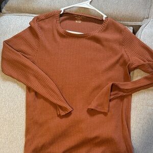American Eagle Outfitters Ribbed Top in Warm Brown